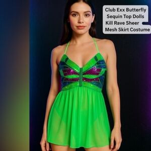 Club Exx Dollskill Butterfly Sequin Halter Top Rave